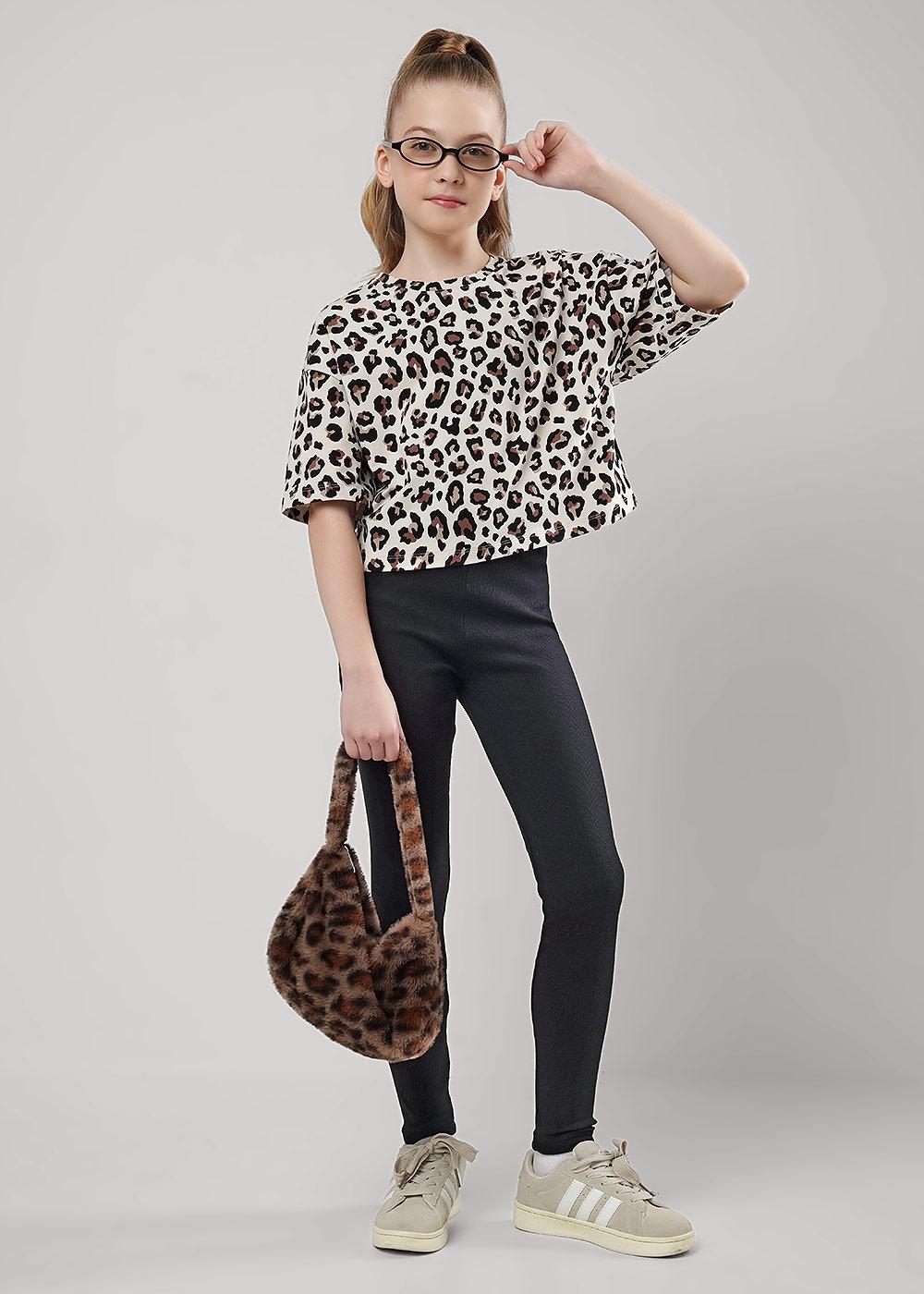 CLE 867339гн Футболка детская для девочки 867339гн бежевый/чёрный