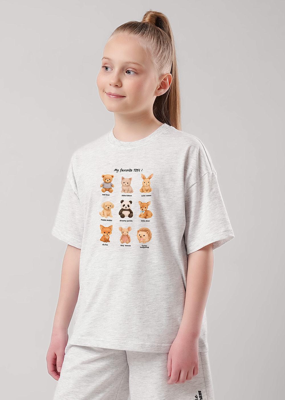 CLE 866885/13кдп_п Футболка детская для девочки 866885/13кдп_п меланж св.серый