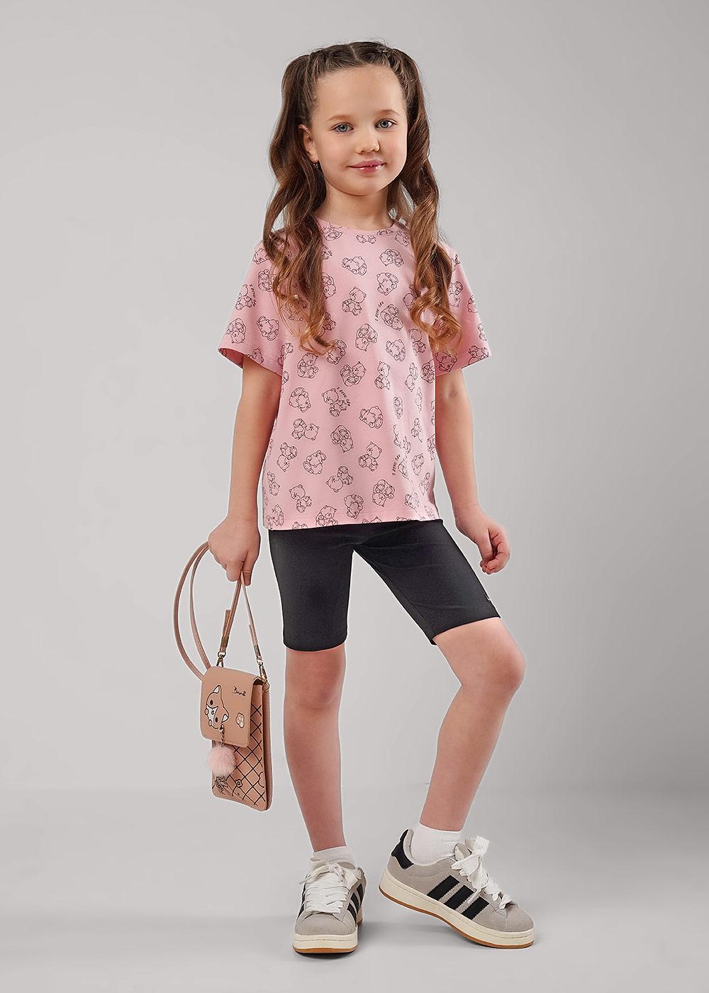 CLE 866898гн Футболка детская для девочки 866898гн розовый/чёрный