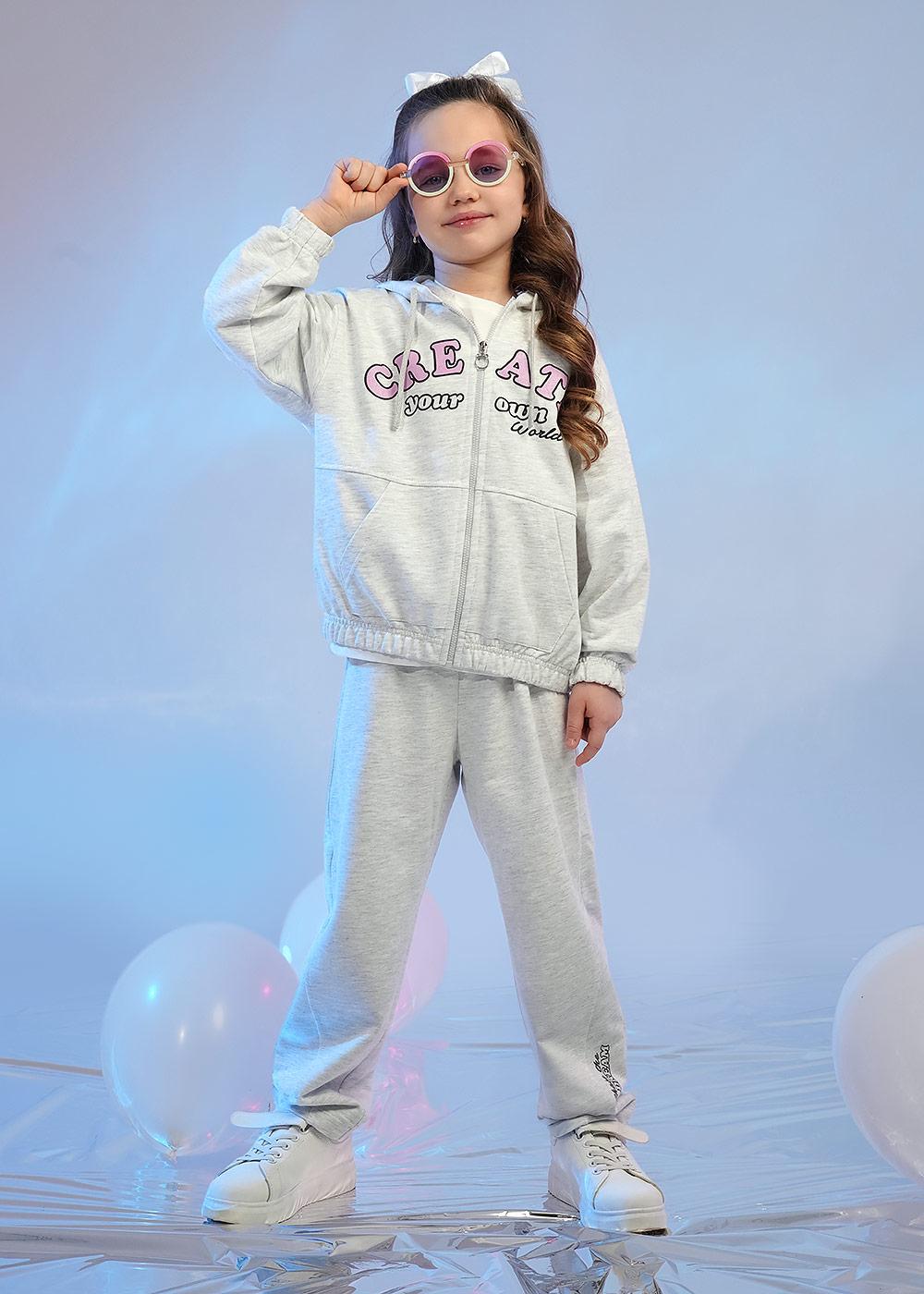 CLE 867350/13ап_п Толстовка детская для девочки 867350/13ап_п меланж св.серый