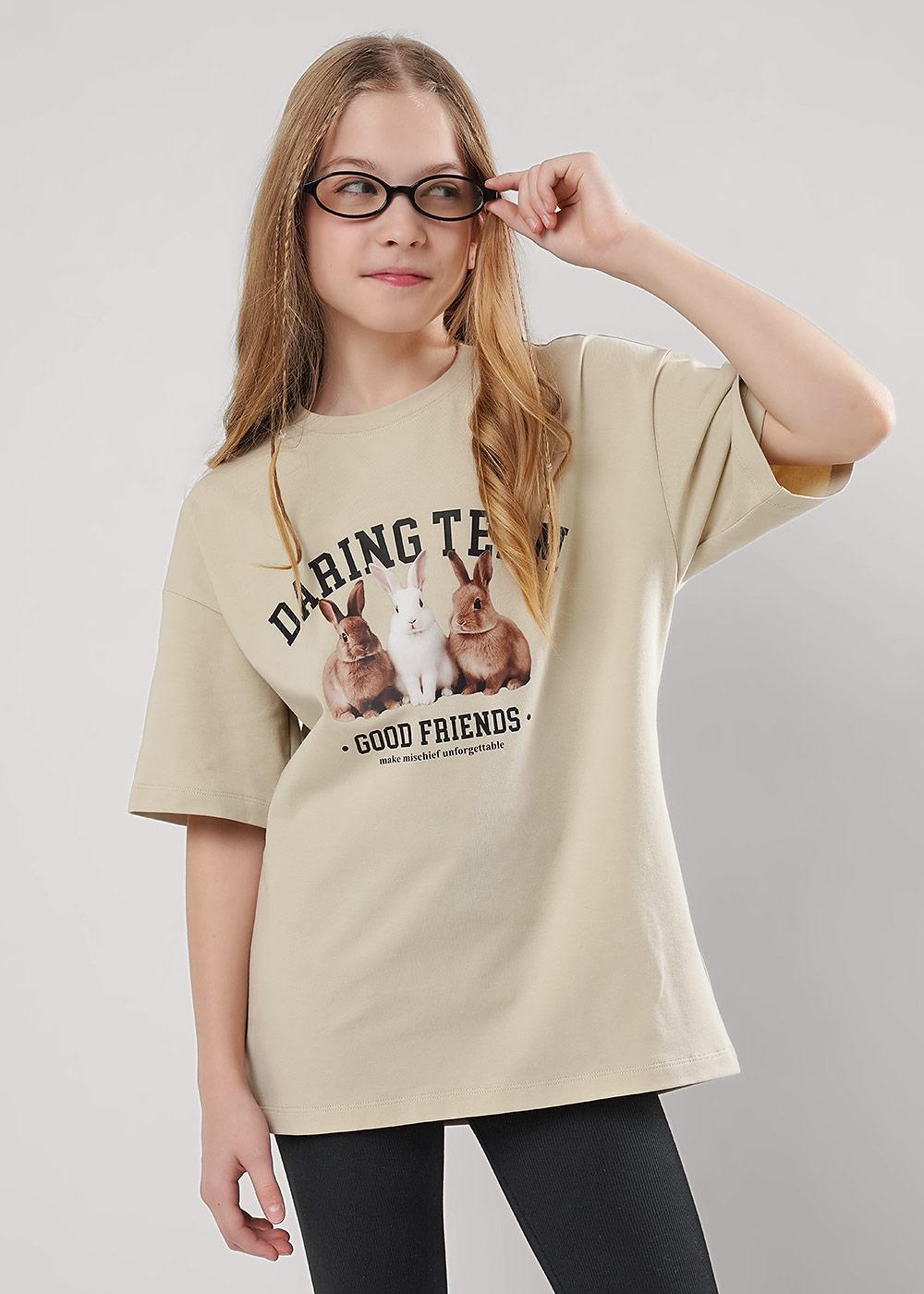 CLE 866899г_п1 Футболка детская для девочки 866899г_п1 бежевый