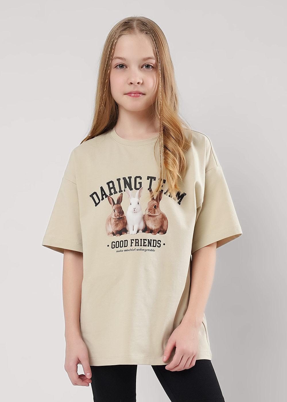 CLE 866899г_п1 Футболка детская для девочки 866899г_п1 бежевый