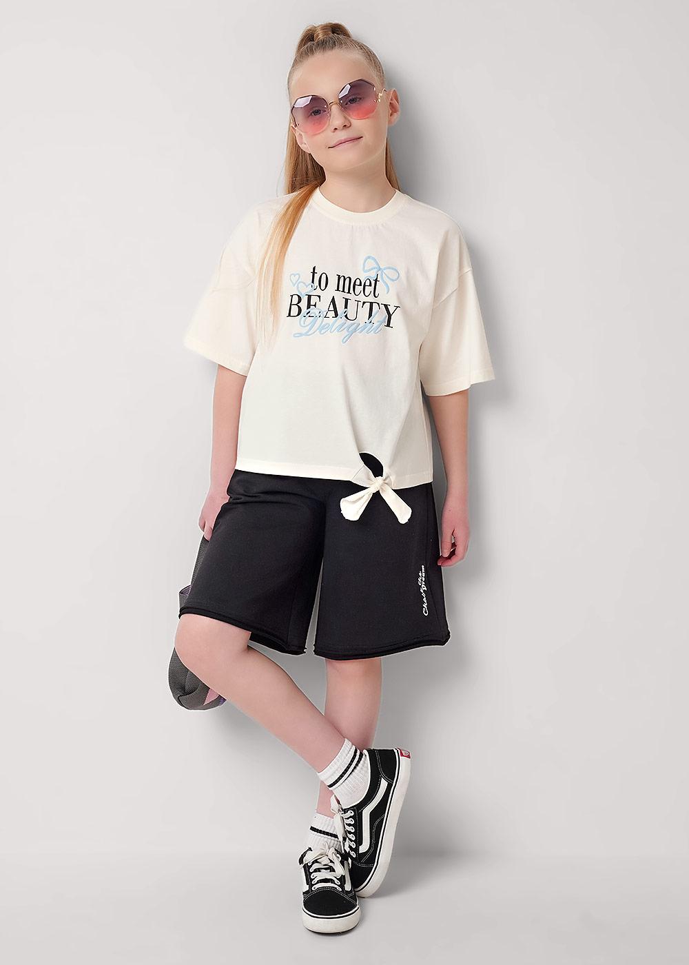 CLE 867353/13кд_п Футболка детская для девочки 867353/13кд_п молочный