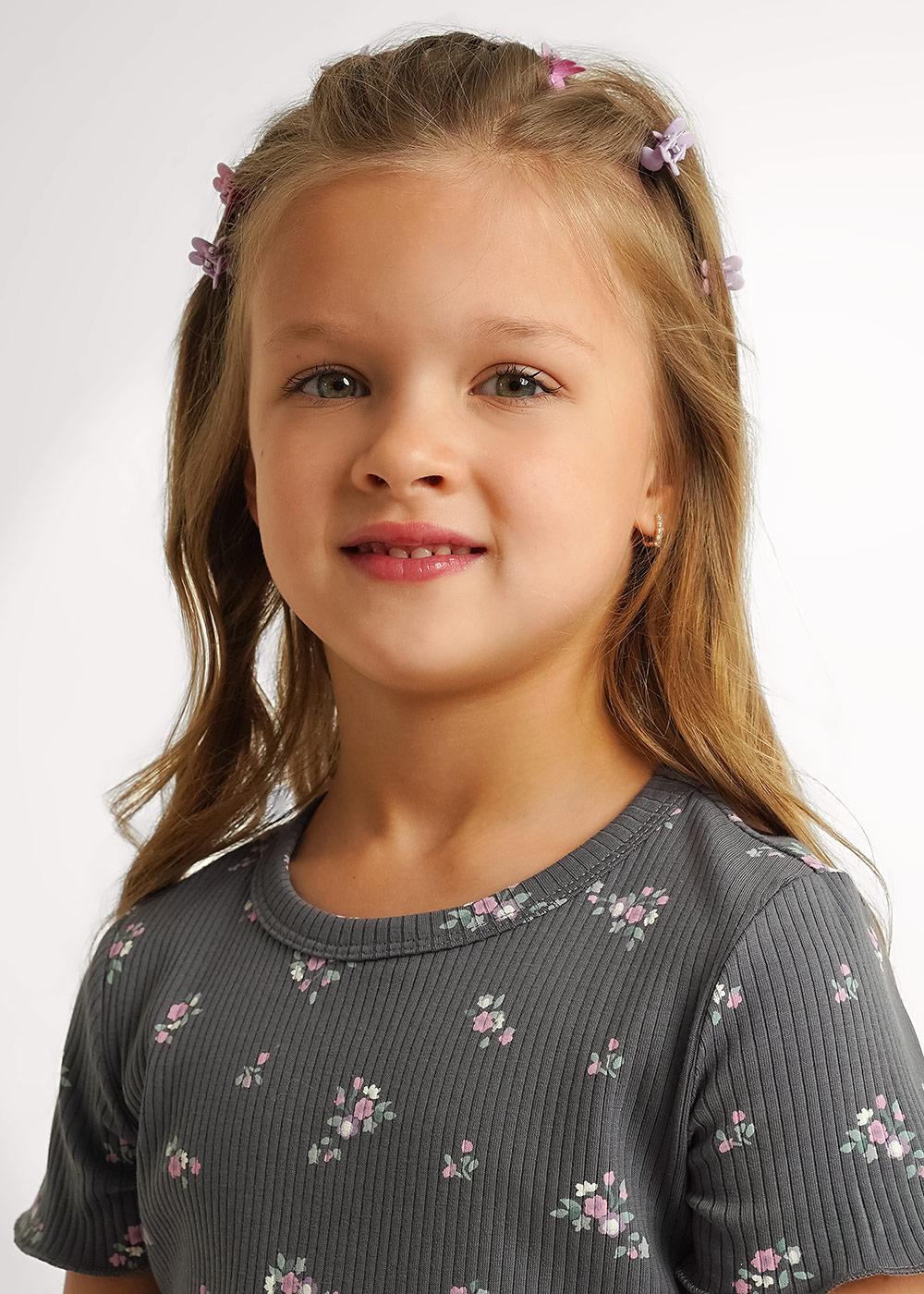 CLE 867269шлн Футболка детская для девочки 867269шлн т.серый/св.зелёный