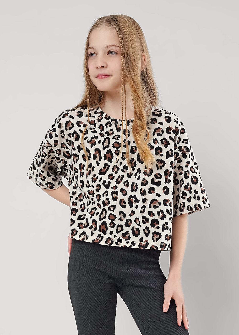 CLE 867339гн Футболка детская для девочки 867339гн бежевый/чёрный