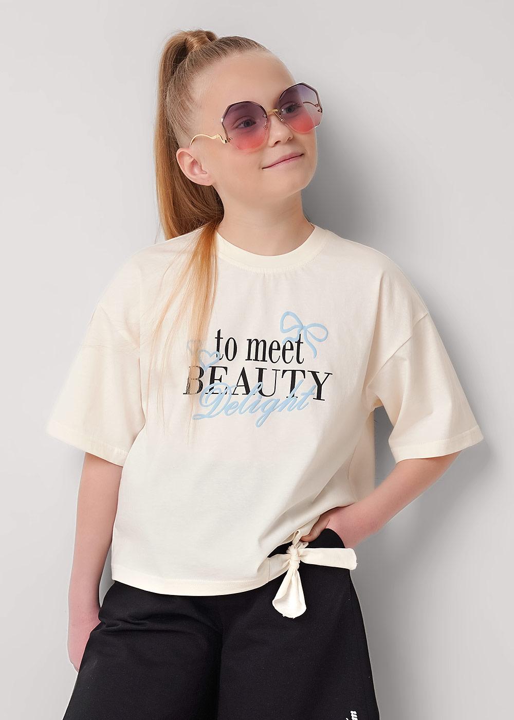 CLE 867353/13кд_п Футболка детская для девочки 867353/13кд_п молочный