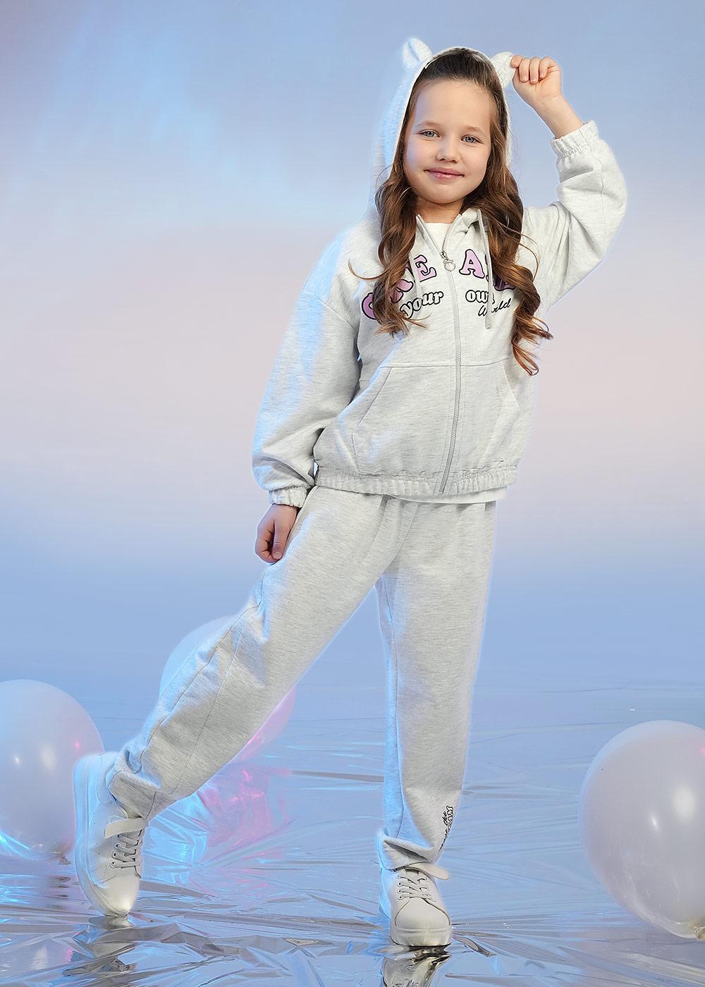 CLE 867350/13ап_п Толстовка детская для девочки 867350/13ап_п меланж св.серый