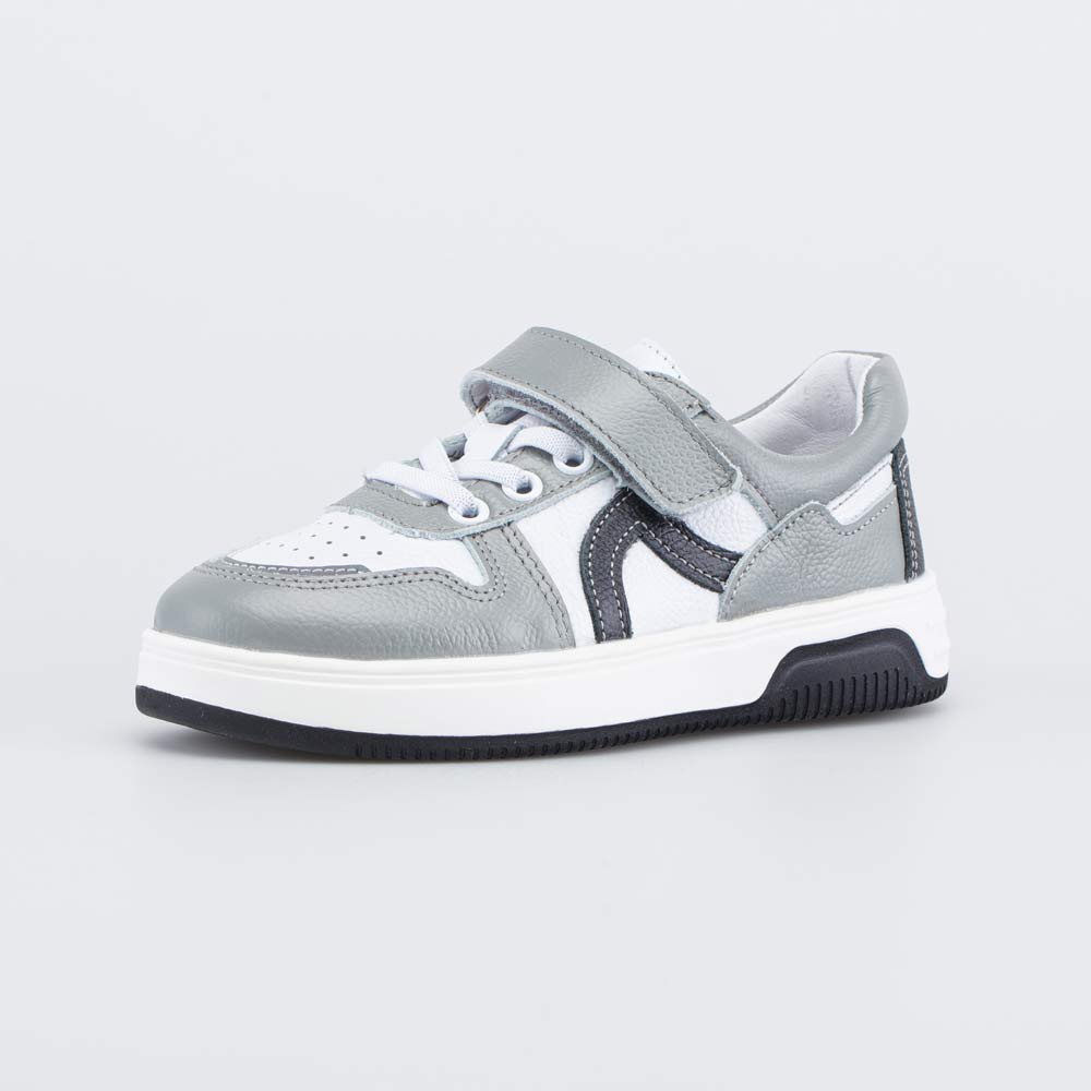 сер-бел-чер полуботинки дошкольная, школьная Нат. кожа