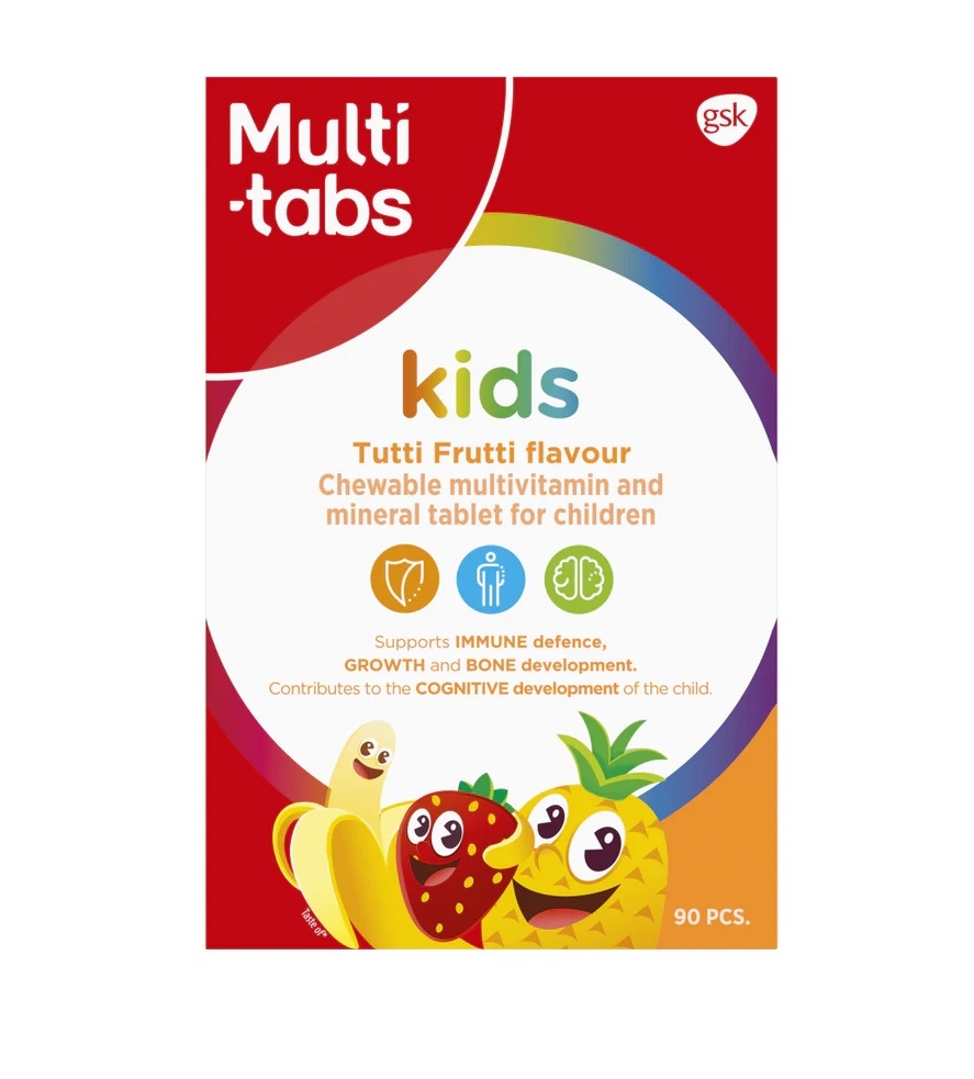 MULTI-TABS Kids мульмивитаминные жевательные таблетки для детей 90 шт (Финляндия) мультифрукт