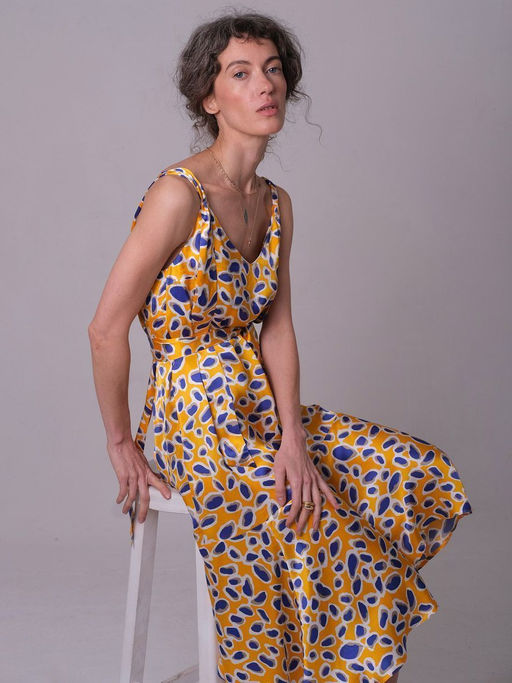 Сарафан летящий на широких бретелях 100% Вискоза, желт