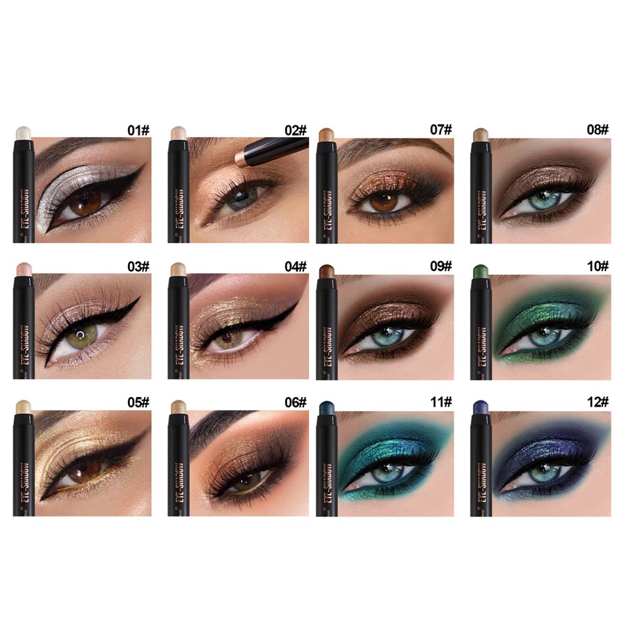 Набор теней-карандашей для век 12 шт. с аппликаторами Dragon Ranee