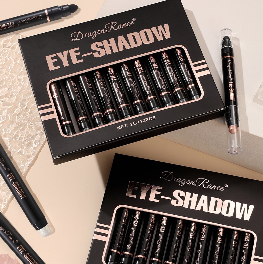 Набор теней-карандашей для век 12 шт. с аппликаторами Dragon Ranee