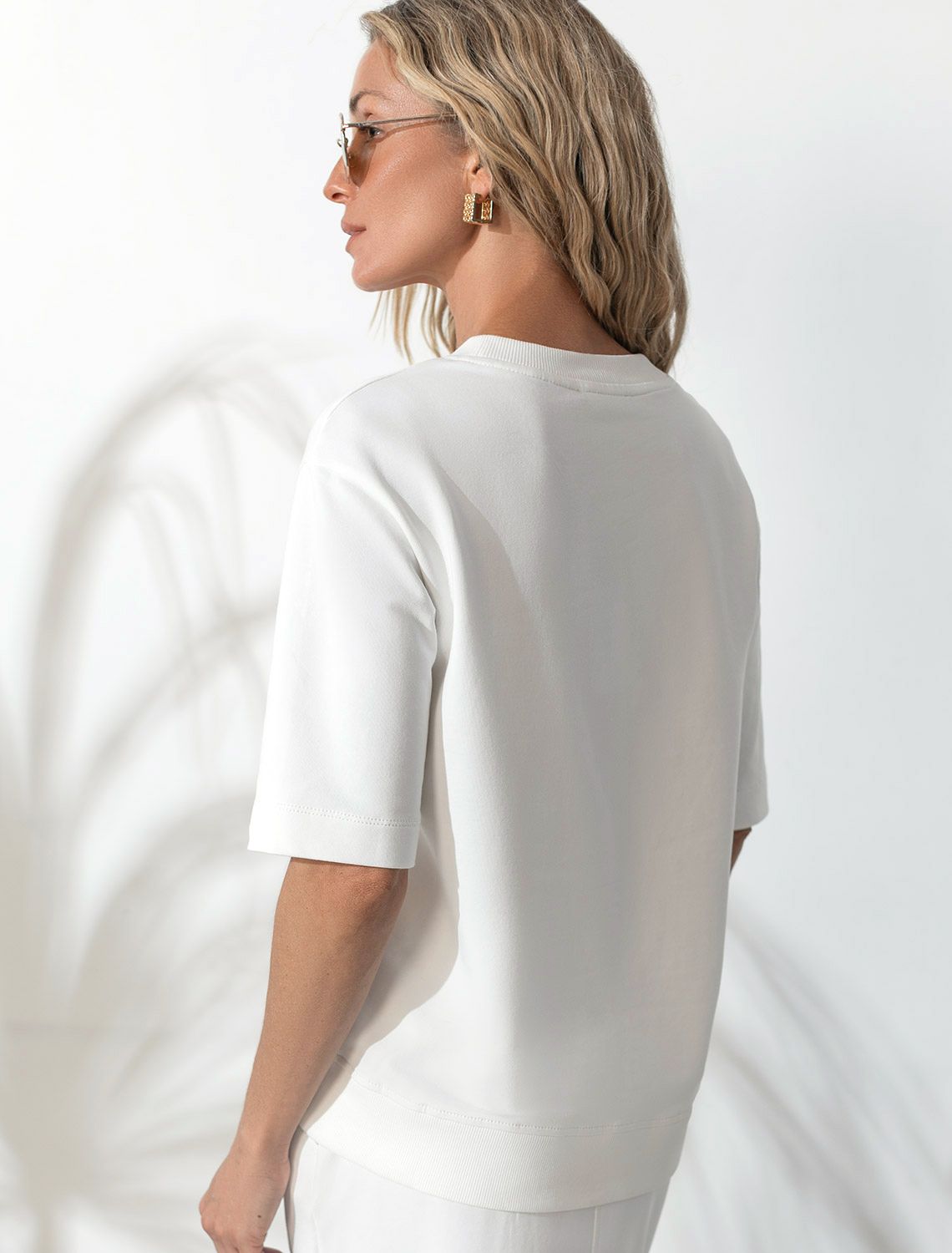 Футболка свободная с принтом из футера двухнитки с эластаном