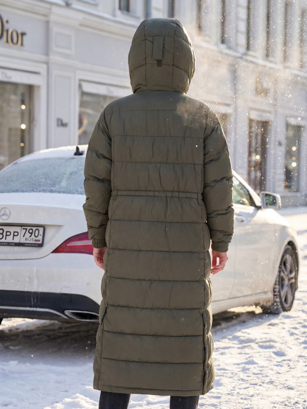 Пальто утепленное женское зимнее УЦЕНКА хаки цвета 0901Kh