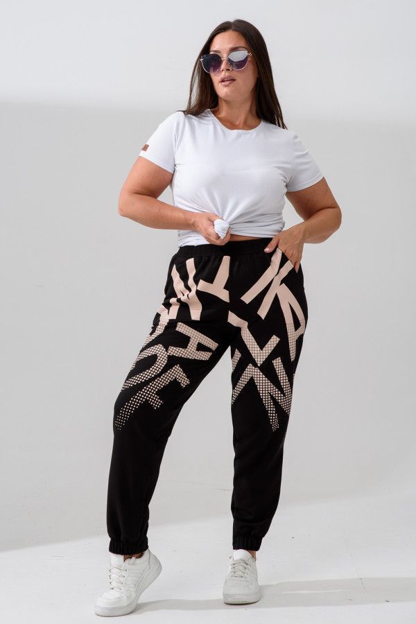 9265 брюки женские черный+текст