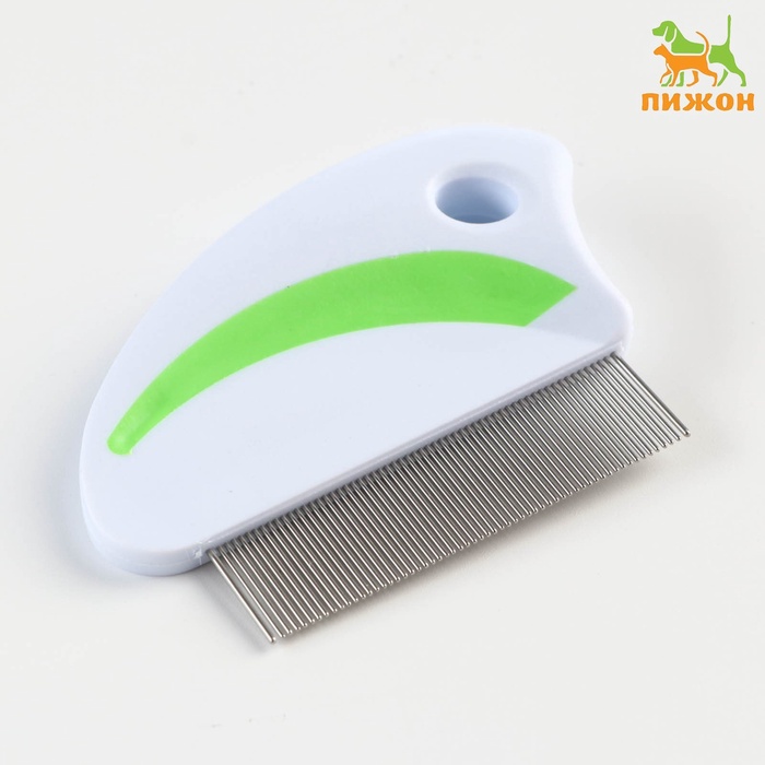 Расчёска малая, 8×6 с, с нескользящей ручкой, белая, зелёная