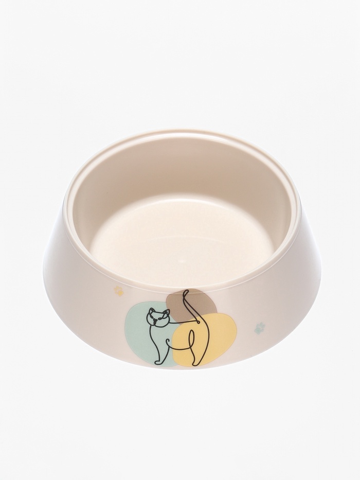 Миска «Мур-мяу» для кошек 0.3 л, 14.5×14.5×4 см, светло-бежевый