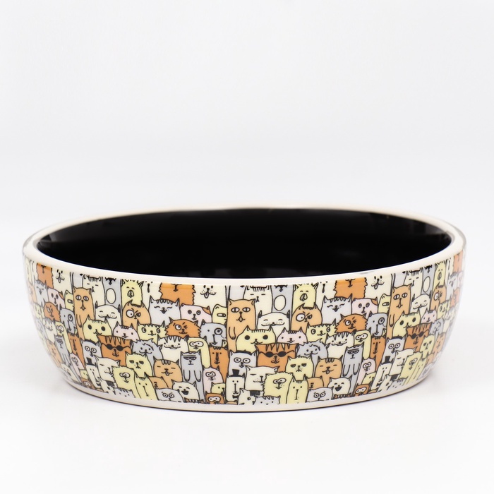 Миска «Графичная Собаки», 300 мл, 12×12×3.5 см, керамика, бежевая, чёрная