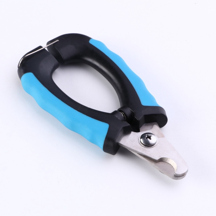 Когтерез боковой большой, с нескользящими ручками, отверстие 15 мм, чёрный, голубой