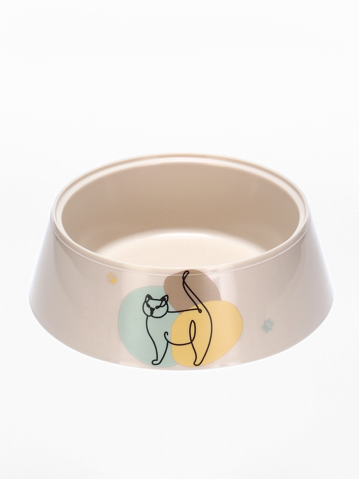 Миска «Мур-мяу» для кошек 0.3 л, 14.5×14.5×4 см, светло-бежевый