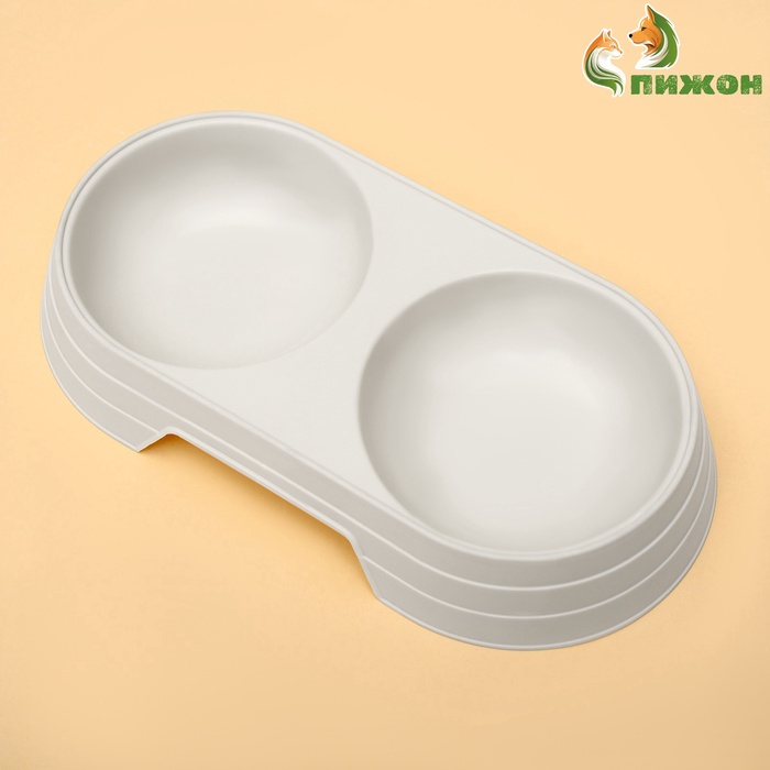 Миска двойная «Дуэт», 24×12.5×4.5 см, пластик, белая