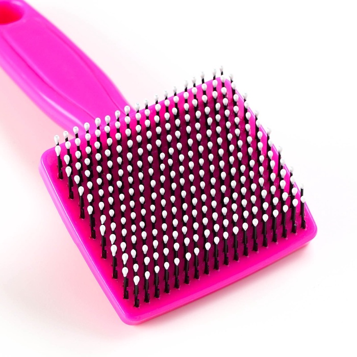 Пуходёрка малая, 6×13.5 см, мягкая, с закруглёнными зубьями, пластик, розовая