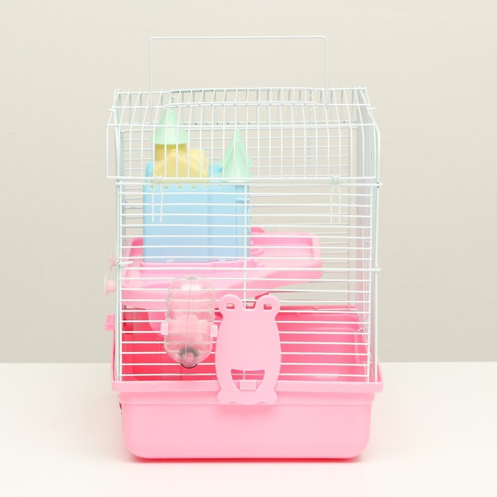 Клетка для грызунов «Пижон», 31×24×27 см, с замком, пластик, металл, розовая