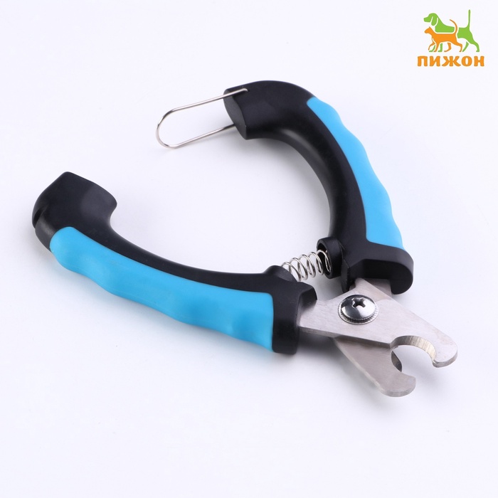 Когтерез боковой большой, с нескользящими ручками, отверстие 15 мм, чёрный, голубой