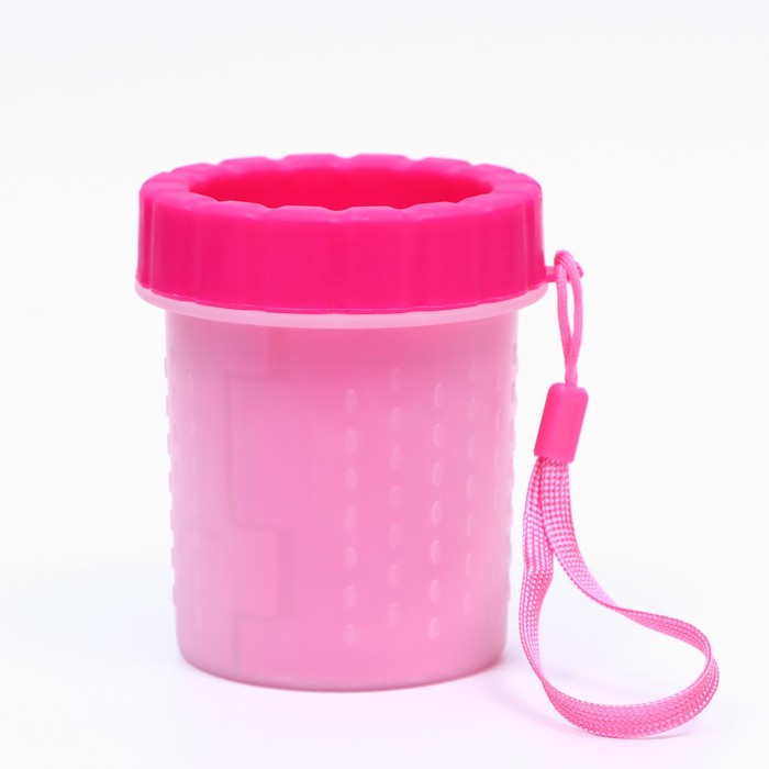 Лапомойка для кошек и собак, 9×9×11 см, с силиконовыми ворсинками, пластик, розовая