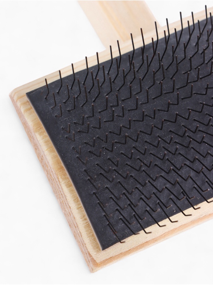 Щетка - пуходёрка ZOONIK, 85×55 мм, полукруглая, большая, дерево