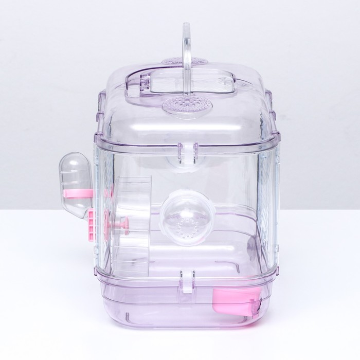 Клетка для грызунов, 32×21×25 см, с наполнением, пластик, металл, розовая