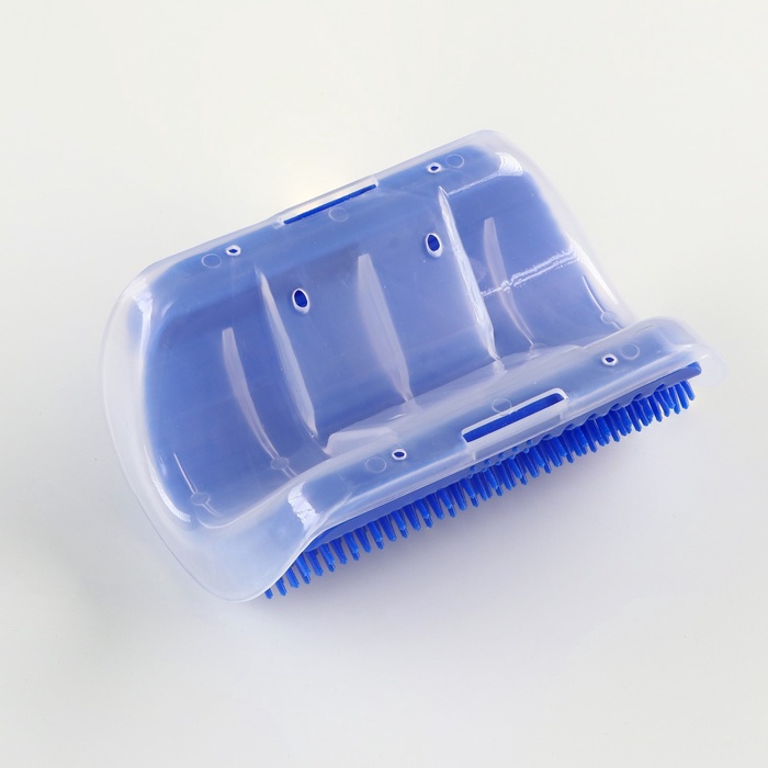 Массажёр - чесалка на угол, размер S, 13.5×9×5 см, с кошачьей мятой, синий