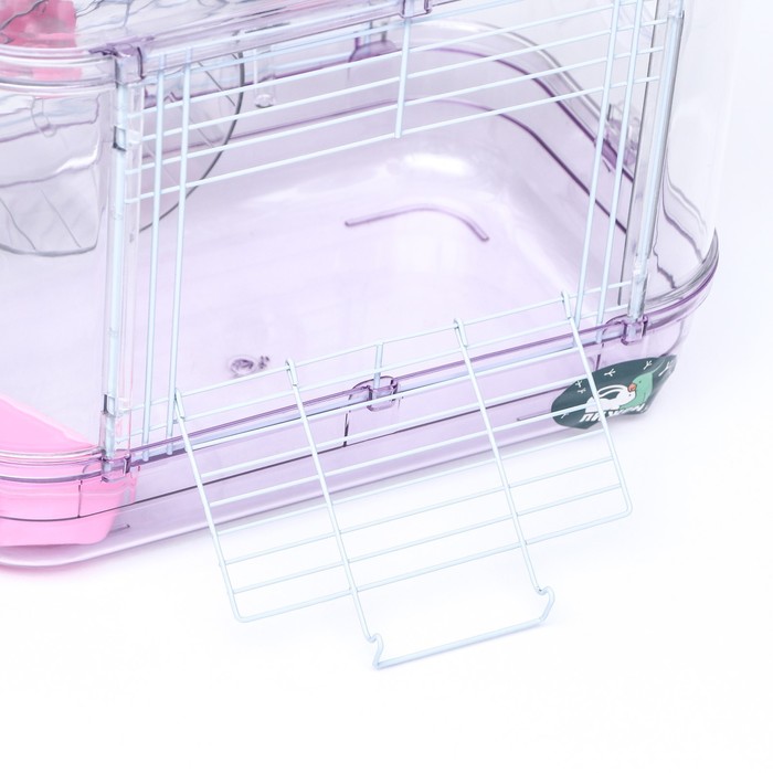 Клетка для грызунов, 32×21×25 см, с наполнением, пластик, металл, розовая