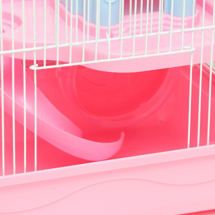 Клетка для грызунов «Пижон», 31×24×27 см, с замком, пластик, металл, розовая