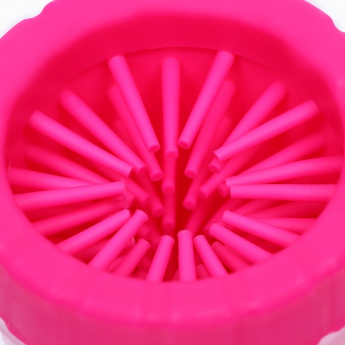 Лапомойка для кошек и собак, 9×9×11 см, с силиконовыми ворсинками, пластик, розовая