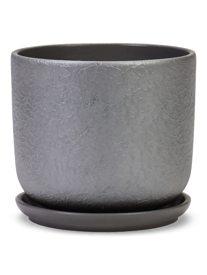 Горшок для цветов «Жемчуг», 1.6 л, d=15 см, h=13 см, керамический, с поддоном, серый