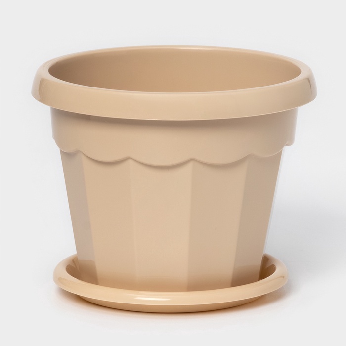 Горшок для цветов с поддоном Доляна «Эрика», 0.7 л, цвет пудровый