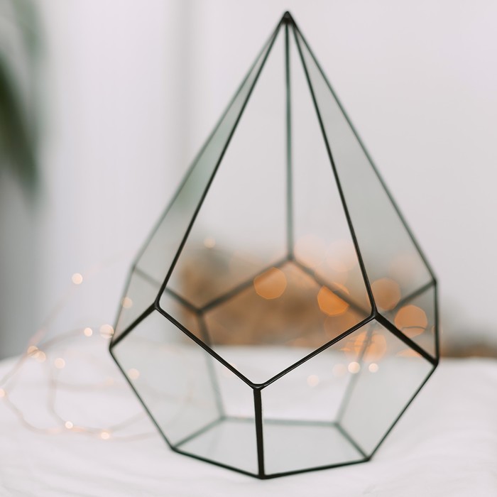 Флорариум «Пирамидка», средняя, стекло, швы чёрные