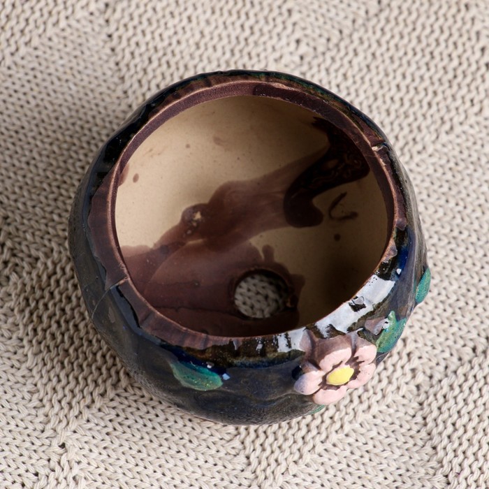 Декоративный горшок для цветов «Бочонок», 150 мл, 5×5×5 см, керамический, МИКС