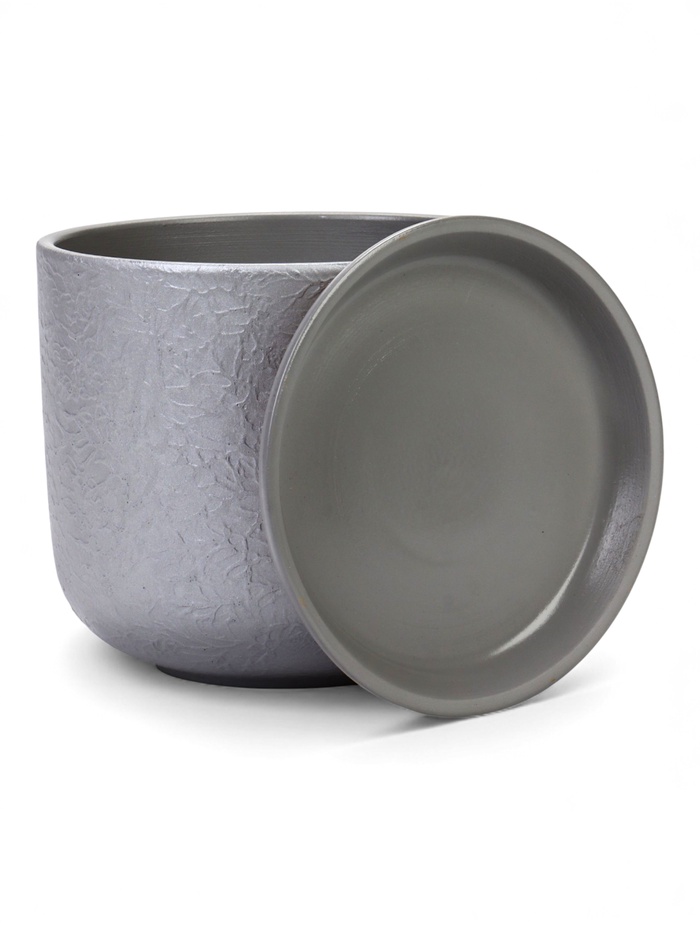 Горшок для цветов «Жемчуг», 3 л, d=18 см, h=15.5 см, керамический, с поддоном, серый