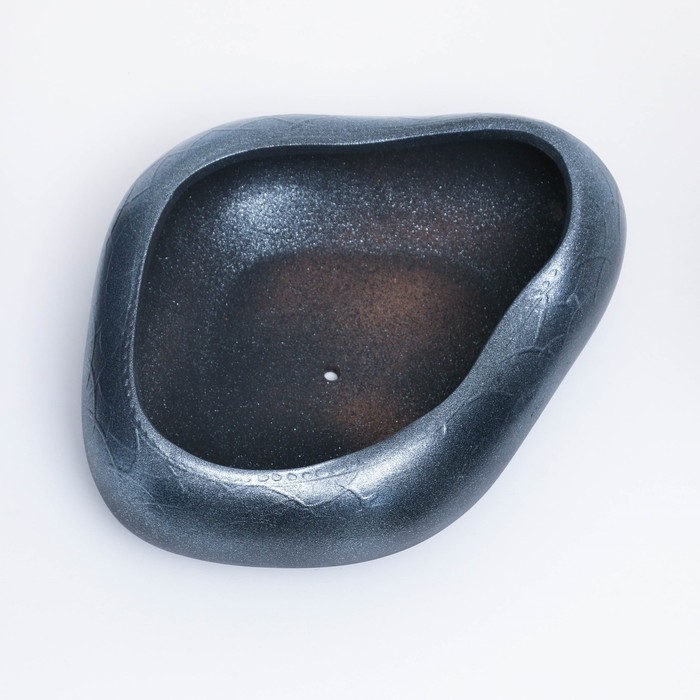 Горшок для кактусов и суккулентов «Бонсай», 2.3 л, 28×24×11 см, керамический, чёрный, серебристый