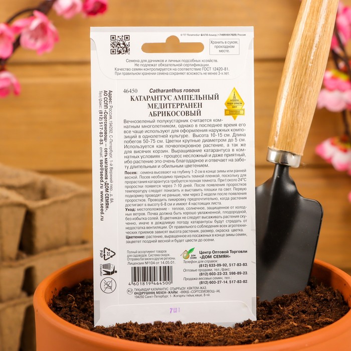 Семена цветов Катарантус ампельный «Медитерранен абрикосовый», 5 шт.