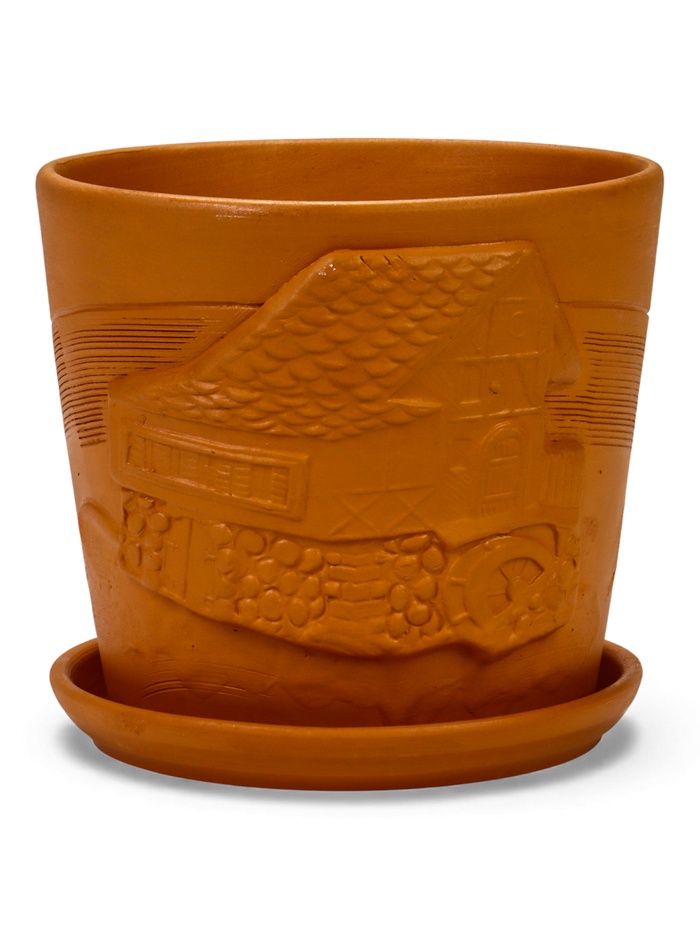 Горшок для цветов «Голландия», 2.6 л, d=17.5 см, h=16 см, керамический, с поддоном, коричневый