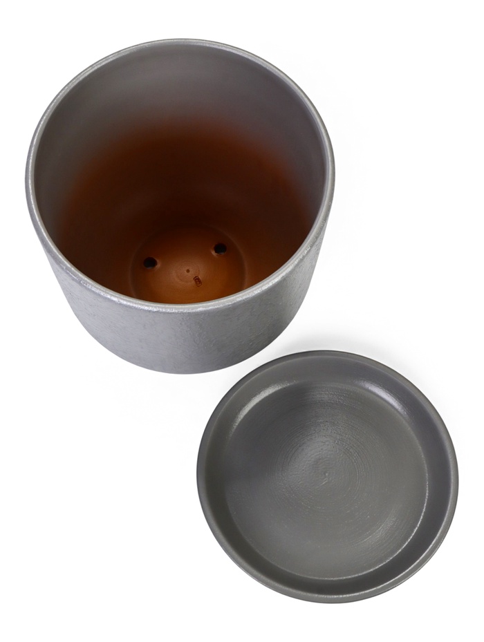 Горшок для цветов «Жемчуг», 5.4 л, d=21.5 см, h=19 см, керамический, с поддоном, серый