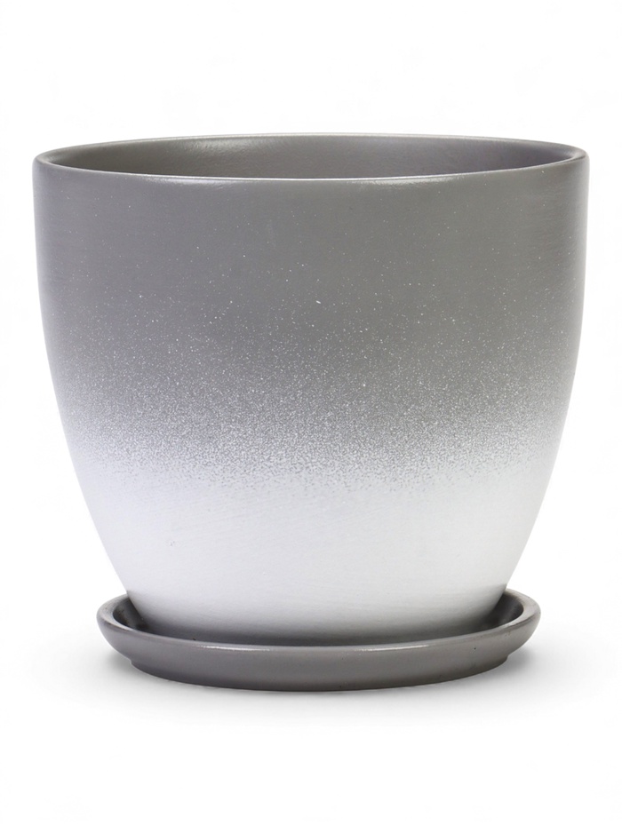 Горшок для цветов «Туман», 2.5 л, d=17.5 см, h=15.5 см, керамический, с поддоном, серый