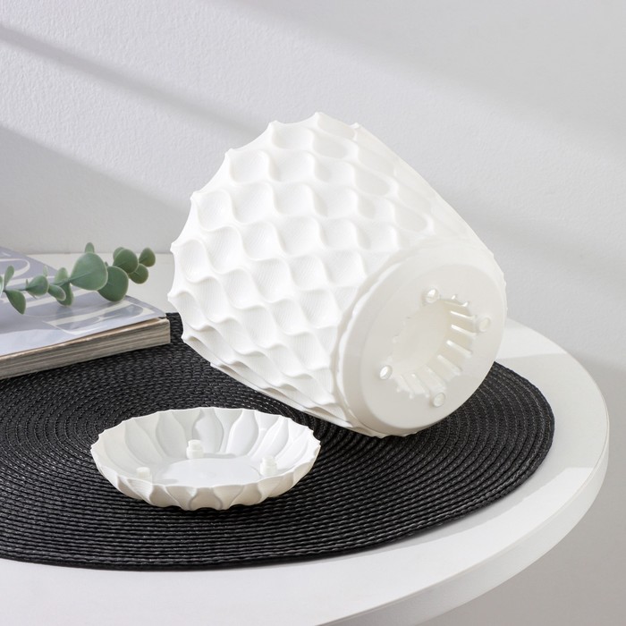 Горшок для цветов с поддоном «Wave», 0.65 л, d=11.5 см, белоснежный