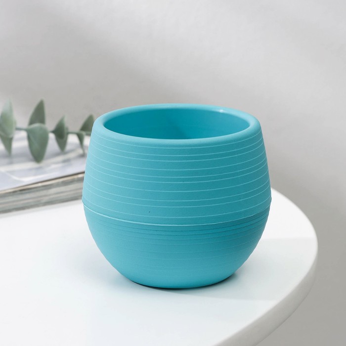 Горшок для цветов с поддоном «Япония», 125 мл, d=8 см, h=6.5 см, бирюзовый