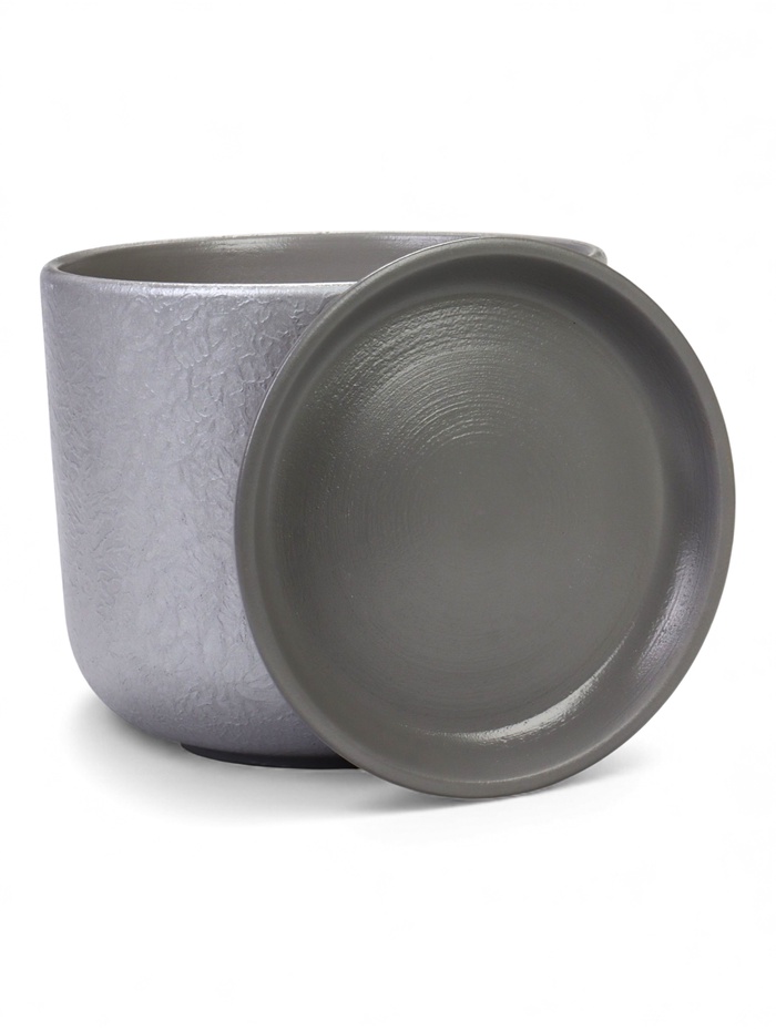 Горшок для цветов «Жемчуг», 5.4 л, d=21.5 см, h=19 см, керамический, с поддоном, серый
