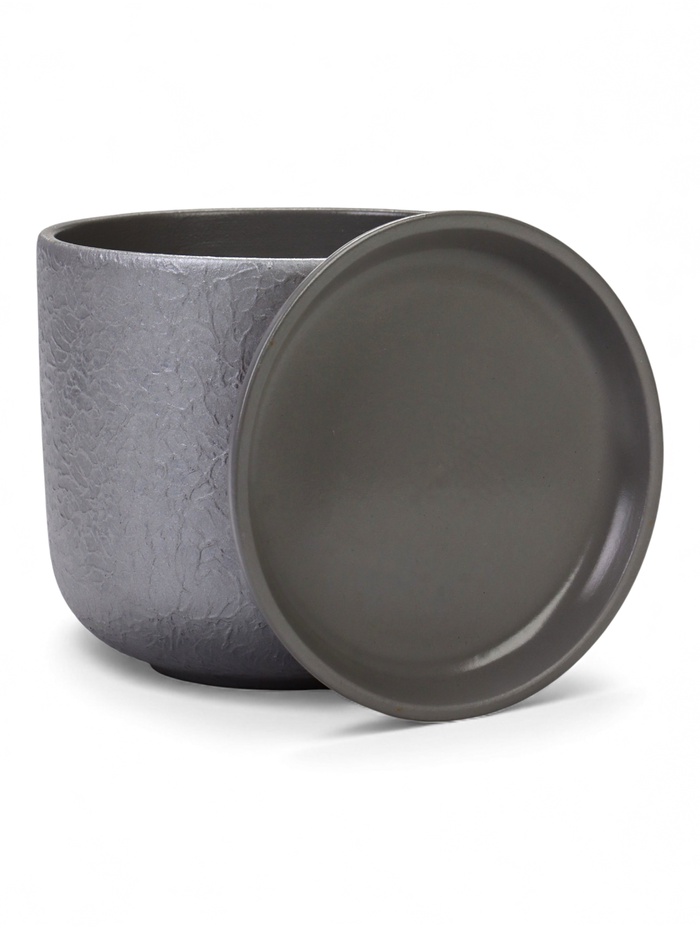 Горшок для цветов «Жемчуг», 1.6 л, d=15 см, h=13 см, керамический, с поддоном, серый