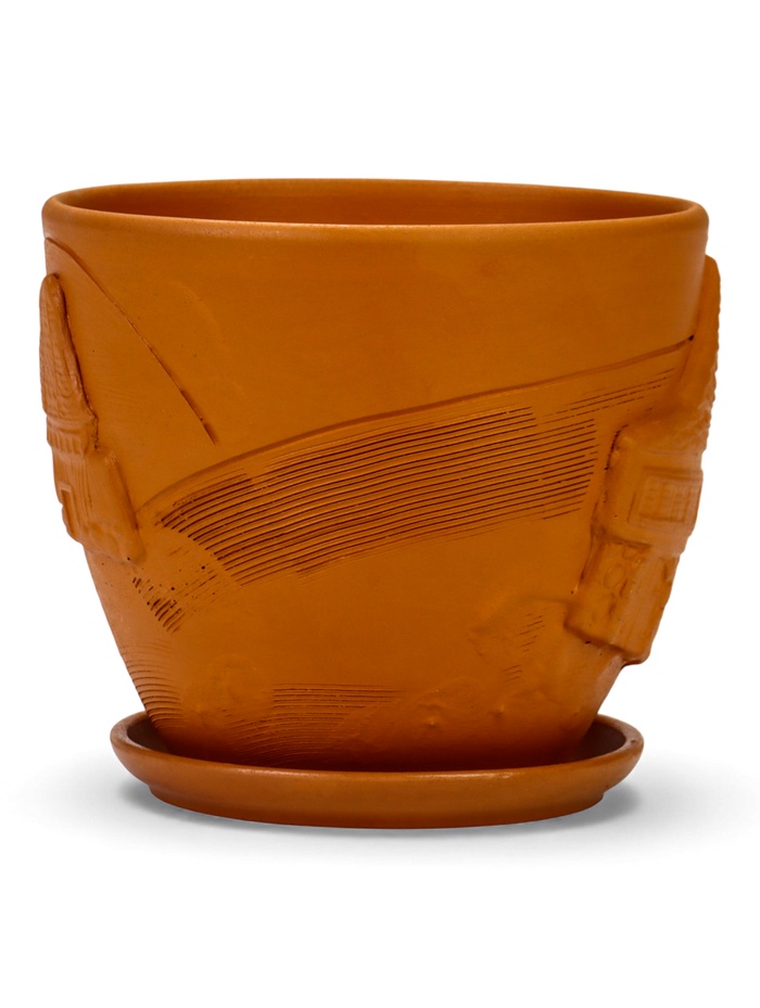 Горшок для цветов «Голландия», 2.5 л, d=17.5 см, h=15.5 см, керамический, с поддоном, коричневый